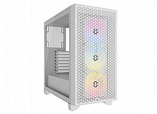 Corsair 3000D RGB Airflow Tempered Glass White ,Tool-free, no PSU, 2X 120mm FAN , USB3.0, Audio & speaker