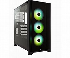 Corsair 4000X iCUE Tempered Glass Black ,Tool-free, no PSU, 3X 120mm FAN , USB3.0, Audio & speaker