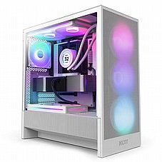 NZXT H5 Flow RGB (2024) - White,Tool-free, without PSU , 4X120mm RGB Fan, USB3.0, Audio & speaker